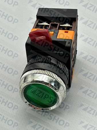 Кнопка АВLFS-22 зеленая d22мм с подсветкой 1з+1р 230В